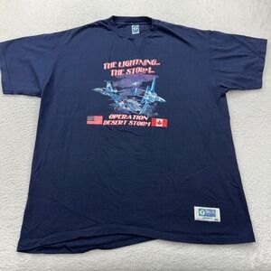 Vintage Discus Athletic Operation Desert Storm T Shirt Navy Blue Men XL USA Made